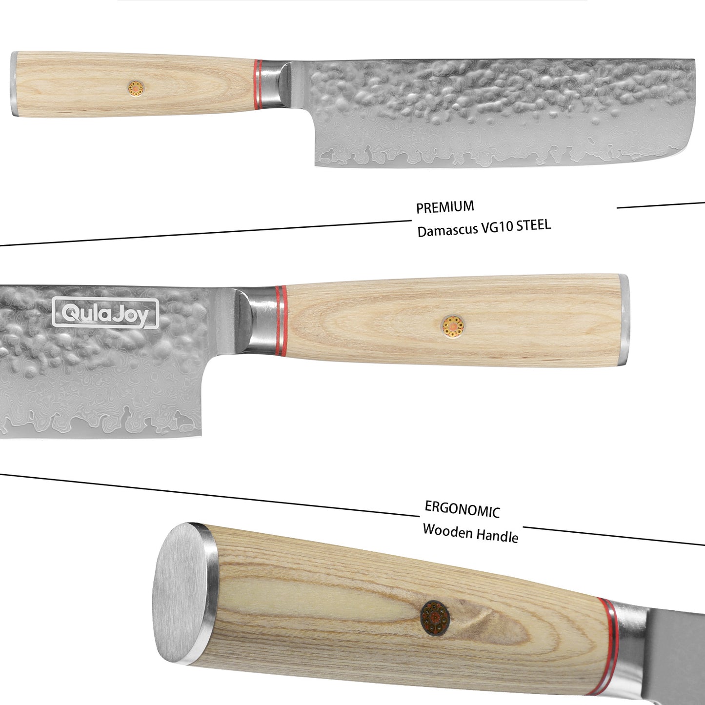 Qulajoy Nakiri-Messer 6,9 Zoll, professionelles Gemüsemesser, japanische Küchenmesser, 67-lagiges Damast-Kochmesser, Kochmesser für Zuhause und draußen mit ergonomischem Holzgriff