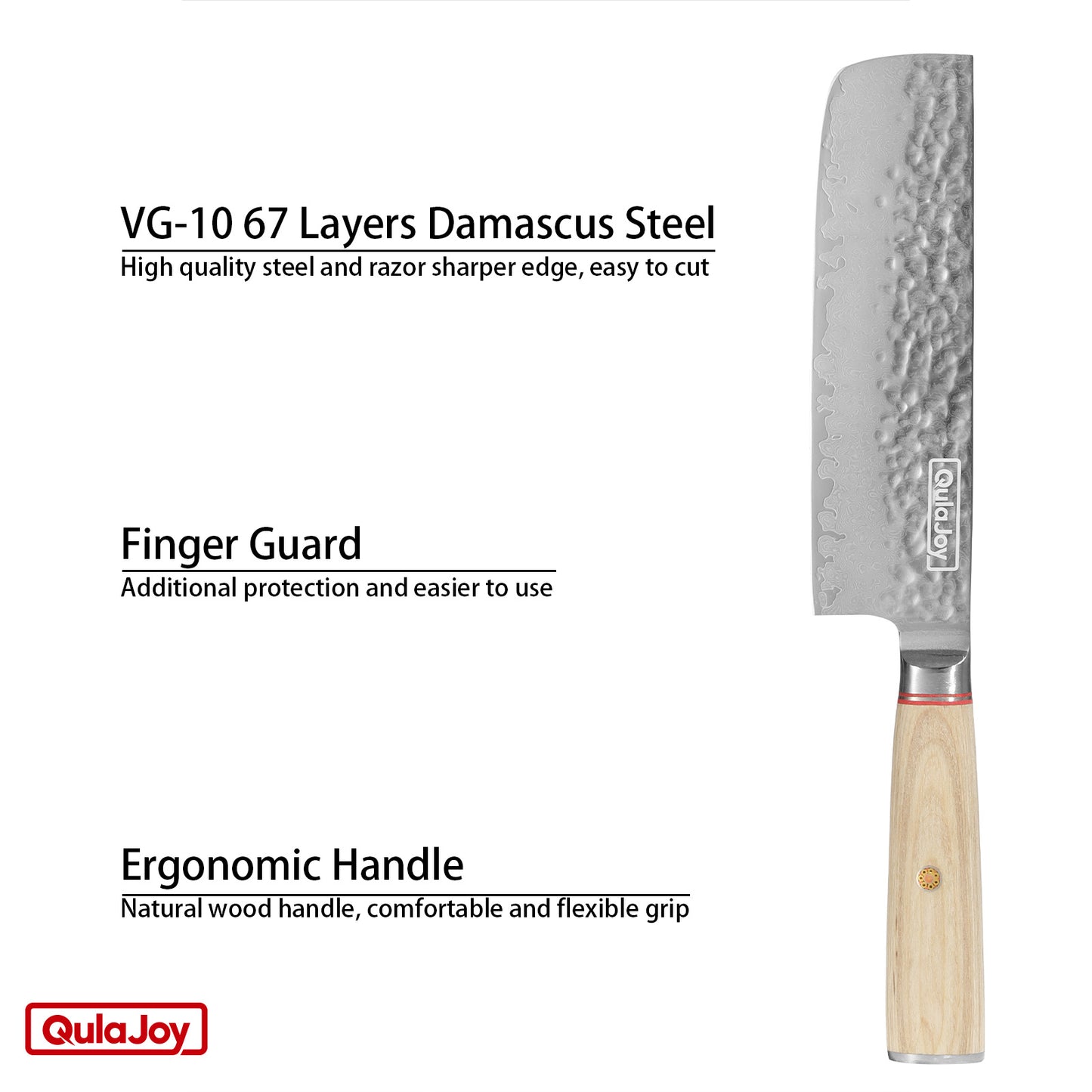 Qulajoy Nakiri-Messer 6,9 Zoll, professionelles Gemüsemesser, japanische Küchenmesser, 67-lagiges Damast-Kochmesser, Kochmesser für Zuhause und draußen mit ergonomischem Holzgriff